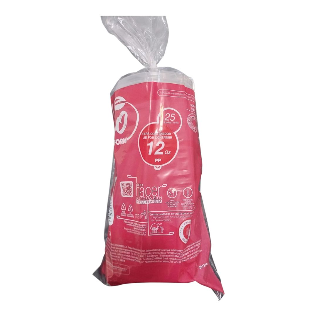    P. TAPA CONTENEDOR 12 OZ PAQ. X 25 UND 