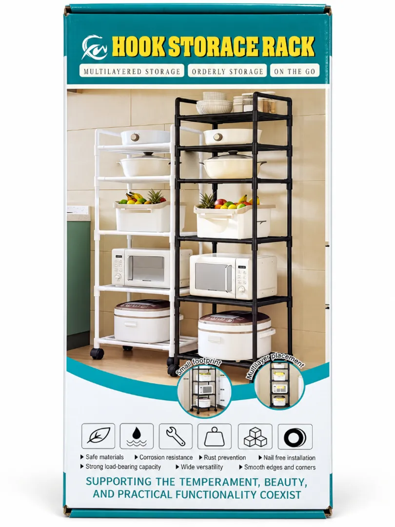 CARRITO METALICO ORGANIZADOR DE COCINA 6 ESTANTES HOOK