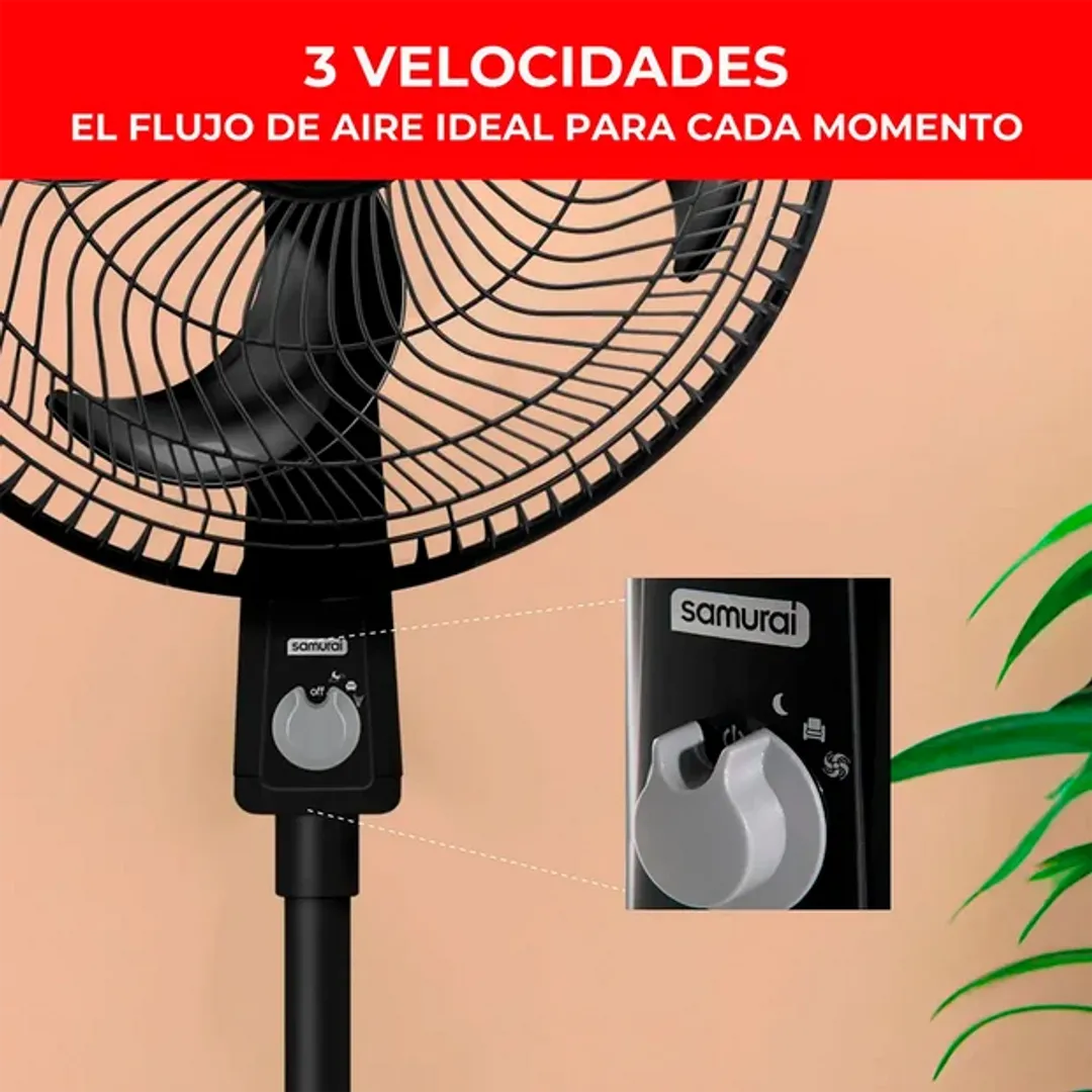 VENTILADOR SAMURAI DE PIE AIR TURBO NEGRO