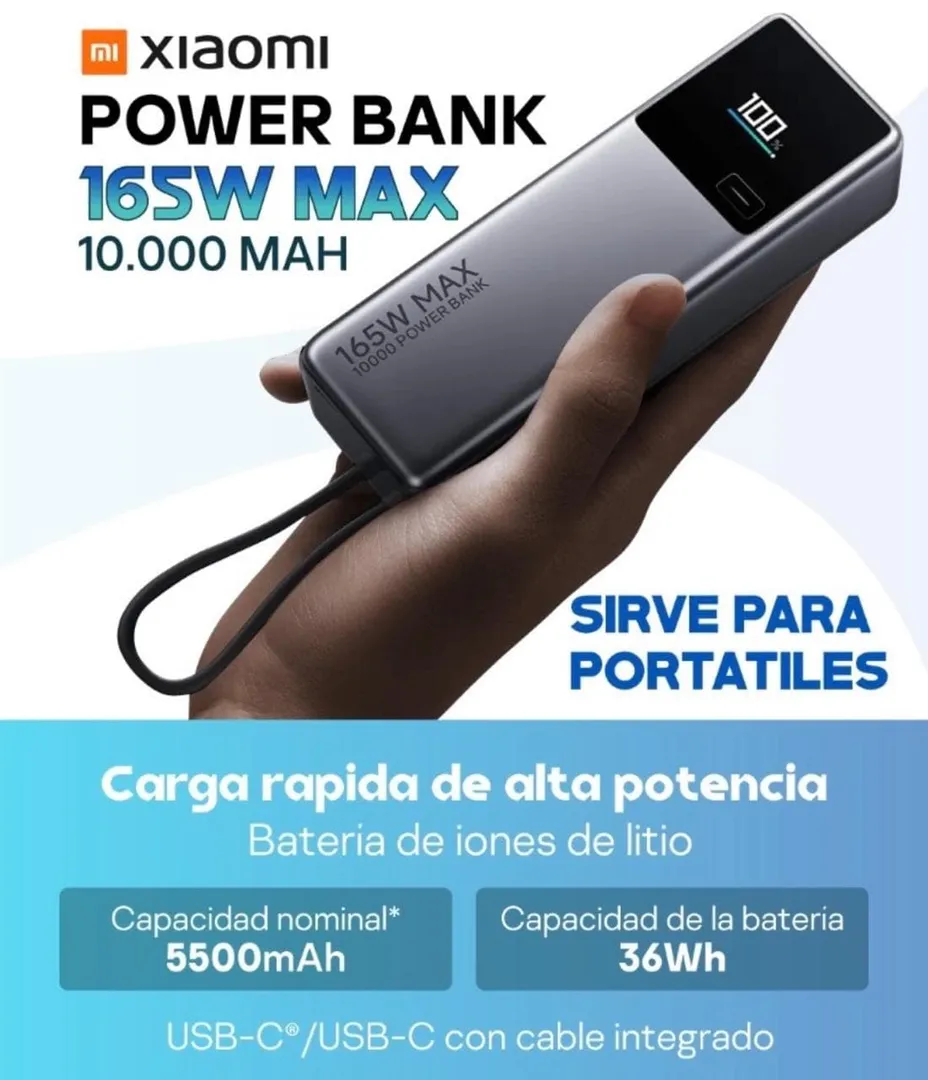Power Bank XIAOMI 10.000mAh 165W