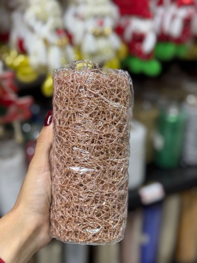 Rollo de Malla Decorativa Calada con Glitter