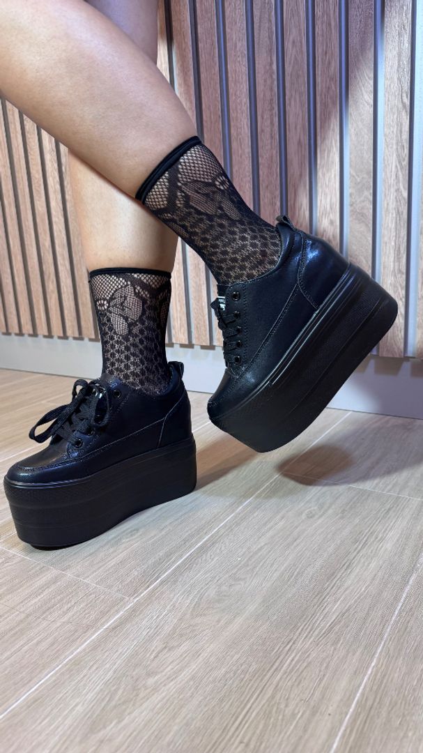 TENIS 3 pisos plataforma BLACK 