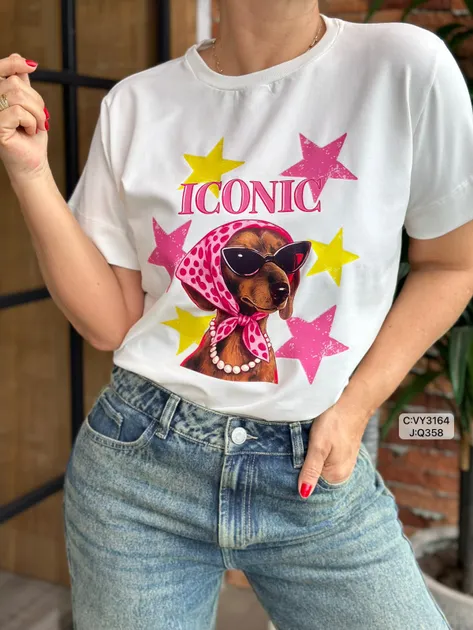 CAMISETA FRIA REGULAR ESTAMPADO PERRRO GAFAS VY3164