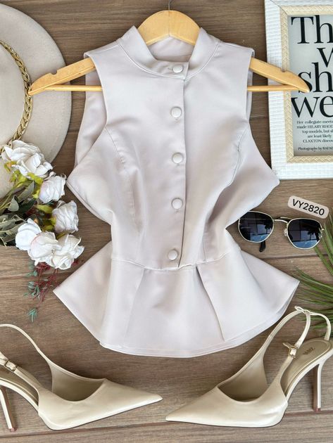 BLUSA BOTONES Y TAPAS VY2820 en AMARILLO — foto 4