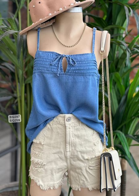 BLUSA TENCEL TIRAS DISEÑO BUSTO Q297
