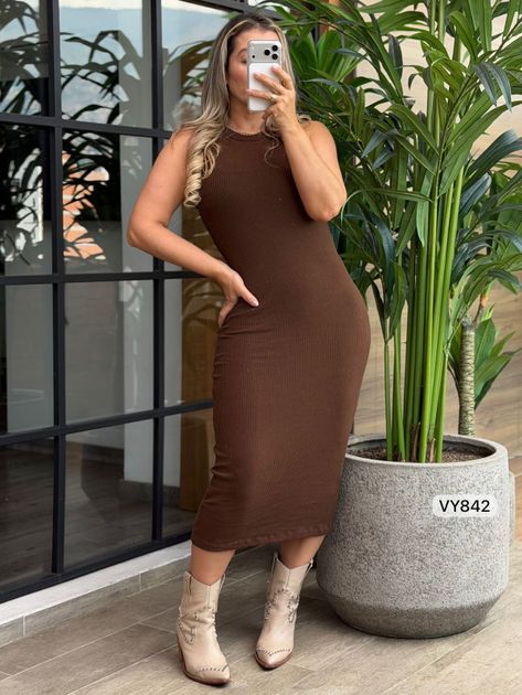 VESTIDO HILO SISO LARGO VY842 en AMARILLO — foto 3