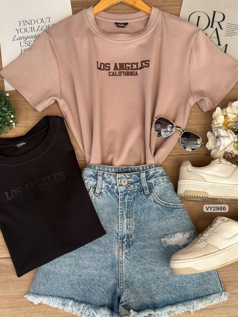 CAMISETA FRIA REGULAR ALTO RELIEVE LOS ANGELES VY2986 en COCOA — foto 1