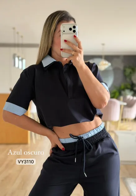 SET BLUSA Y PANTALON CONTRASTE VY3110