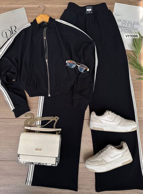 SET RIB CHAQUETA Y PANTALON CINTA LADOS VY1098 en IVORY — foto 3