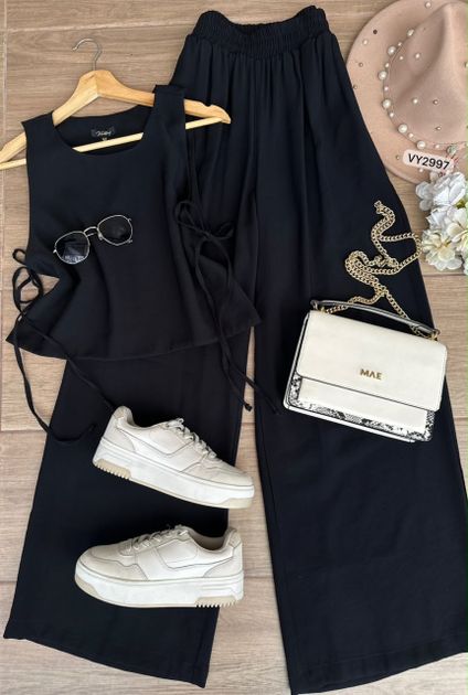 SET BLUSA AMARRAR Y PANTALON VY2997 en AMARILLO — foto 3