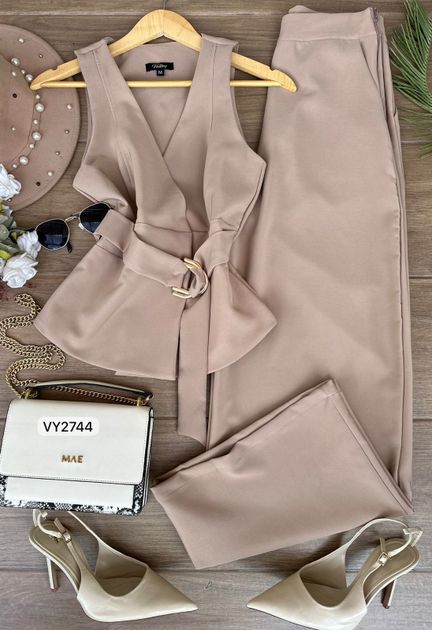 SET ZAFIRO PANTALON CHALECO VY2744 en CAFE — foto 6