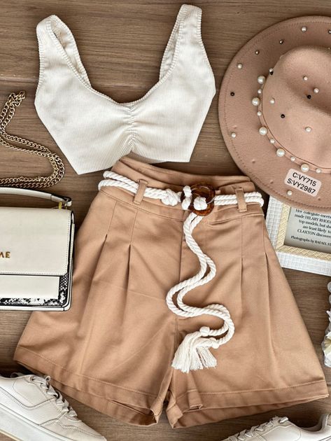 SHORT CINTURON DECORATIVO VY2987 en CAMEL — foto 3