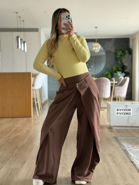 PANTALON CON SOBREPUESTO VY2962 en Azul medio — foto 5