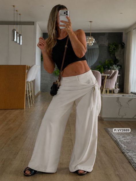 PANTALON CON SOBREPUESTO VY2889 en Beige — foto 3