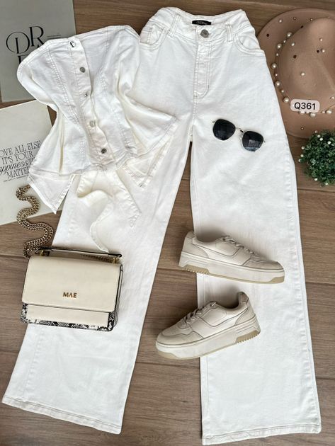 SET DENIM BLUSA ESTRAPLE AMARRA ESPALDA Y PANTALON Q361 en AMARILLO — foto 4
