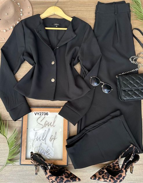 SET CHAQUETA BOTONES DORADOS Y PANTALON VY2736