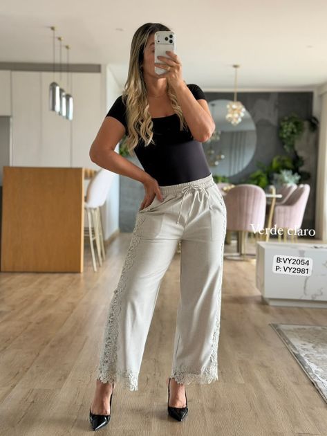 PANTALON ENCAJE LATERAL VY2981