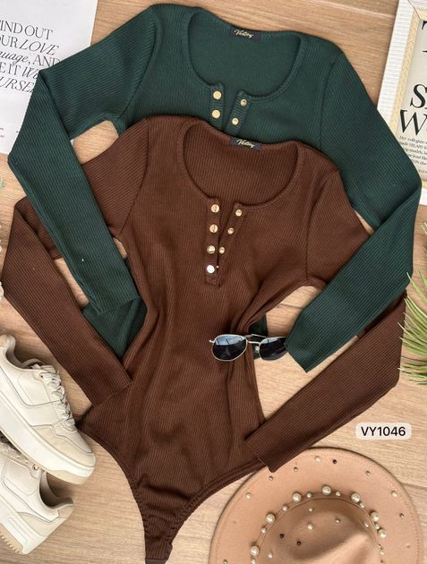 BODY HILO CUELLO REDONDO MANGA LARGA BROCHES ADELANTE VY1046