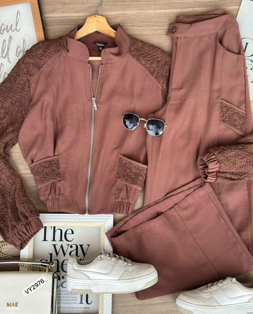 SET CHAQUETA MANGAS MALLA Y PANTALON VY2976 en Azul medio — foto 4