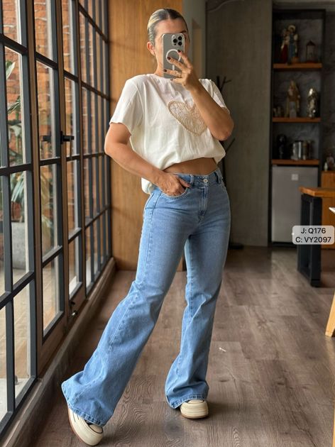 JEAN WIDE LEG CLASICO Q176 en Azul claro — foto 3