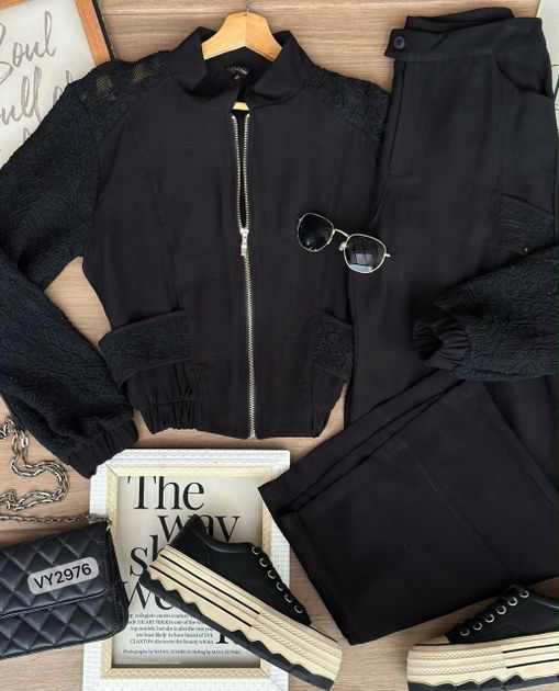 SET CHAQUETA MANGAS MALLA Y PANTALON VY2976 en Azul medio — foto 6