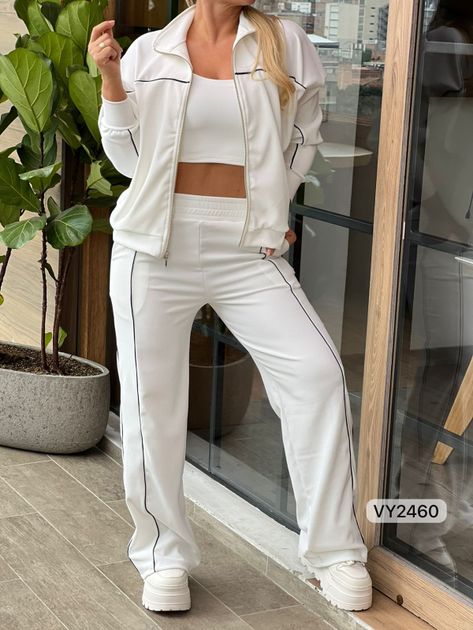 SET RIB CHAQUETA CIERRE Y PANTALON VY2460 en IVORY — foto 3