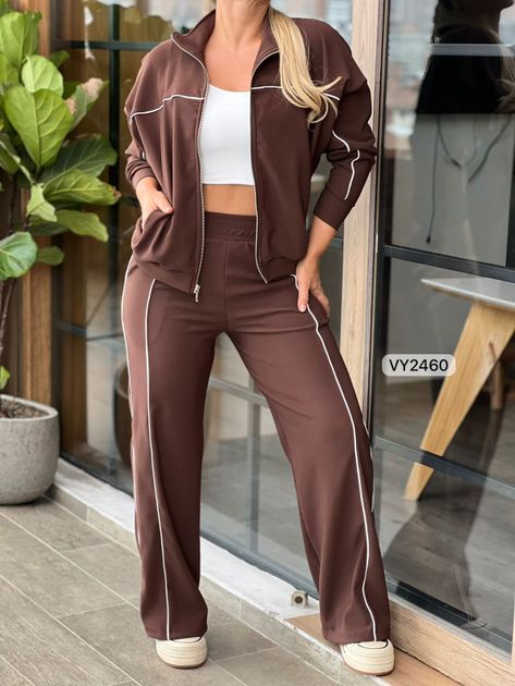 SET RIB CHAQUETA CIERRE Y PANTALON VY2460 en IVORY — foto 5