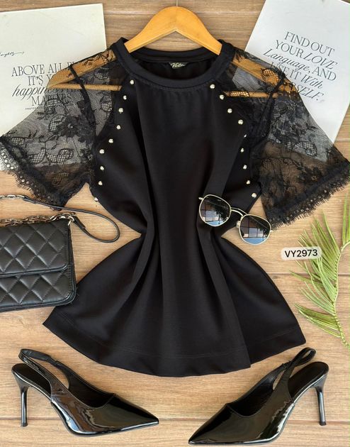 CAMISETA PIEDRA Y ENCAJE VY2973 en IVORY — foto 2