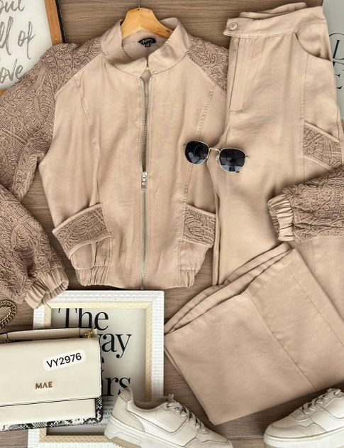 SET CHAQUETA MANGAS MALLA Y PANTALON VY2976 en Azul medio — foto 5
