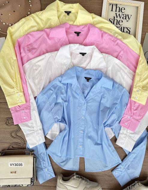 CAMISERA MANGA LARGA CORTE TRASERO POPELINA VY3035 en Azul claro — foto 3