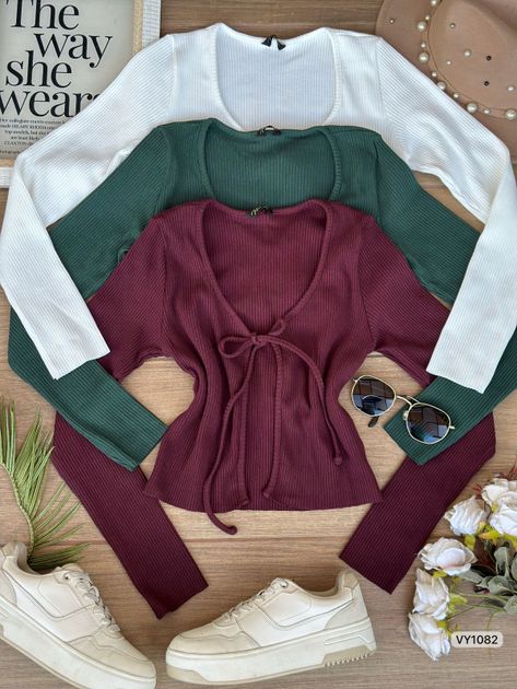 BLUSA HILO MANGA LARGA AMARRE ADELANTE VY1082