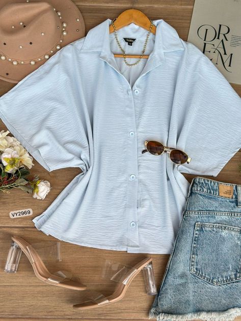 CAMISERA MANGA ANCHA VY2969 en Azul claro — foto 6