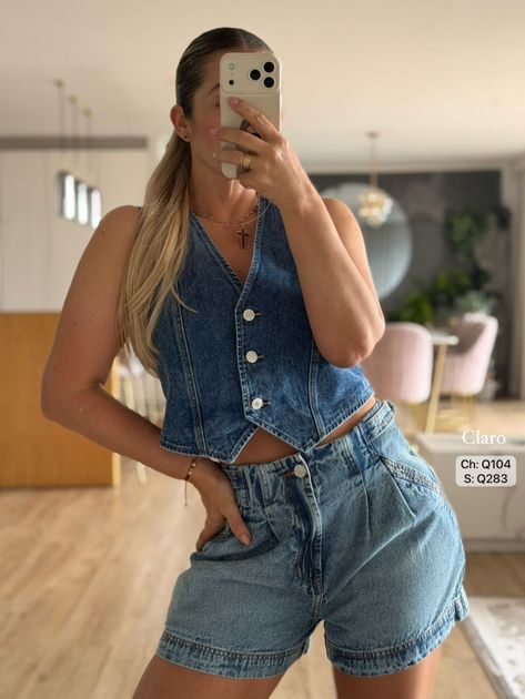 CHALECO DENIM TRES BOTONES Q104