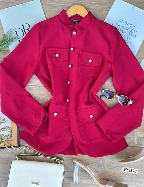 CHAQUETA BOLSILLOS Y BOTON HONGO VY2873 en Azul claro — foto 5
