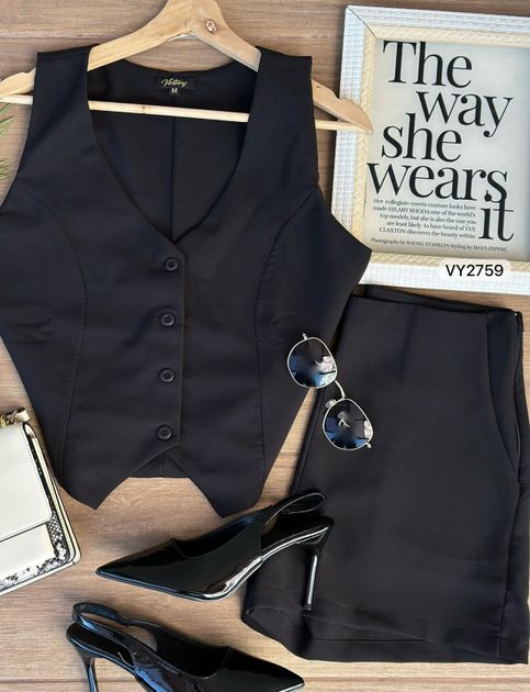 SET CHALECO BOTONES Y SHORT VY2759