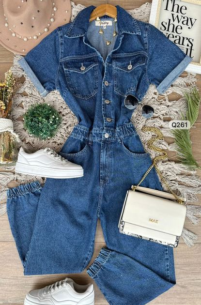 ENTERIZO DENIM LARGO BOTONES Q261