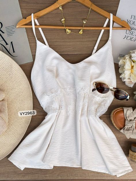 BLUSA TIRAS METIDO BLONDA VY2963 en Beige — foto 5