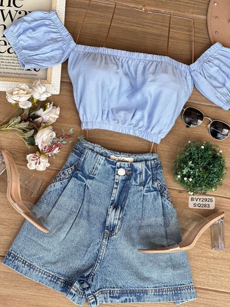 BLUSA CORTA BANDEJA VY2925 en Azul claro — foto 3