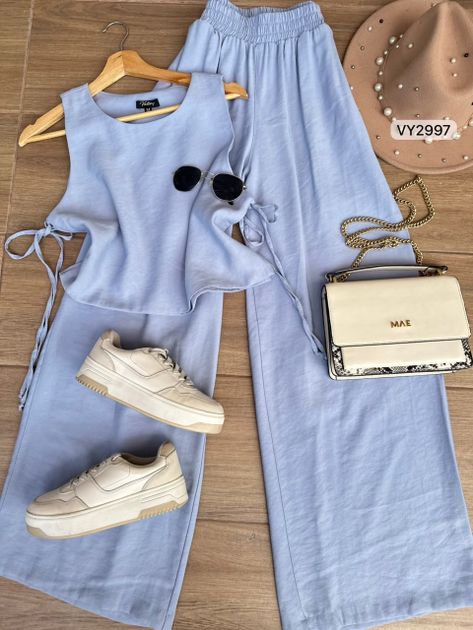 SET BLUSA AMARRAR Y PANTALON VY2997 en AMARILLO — foto 6
