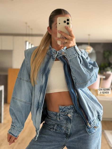 CHAQUETA DENIM HOMBRERAS Y METIDOS Q286