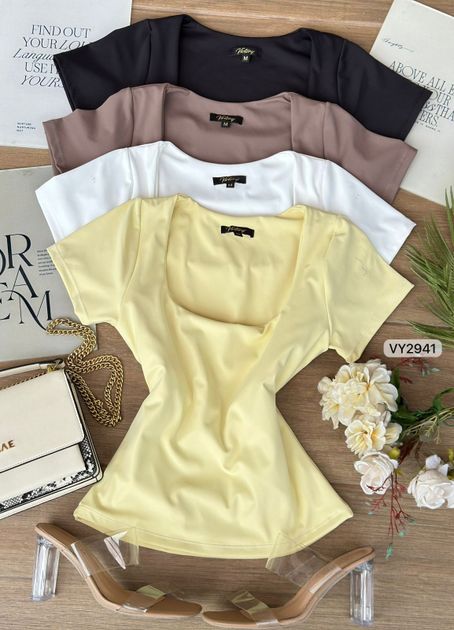 BLUSA MANGA CORTA CUELLO CUADRADO VY2941
