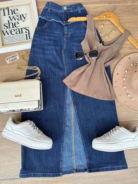 FALDA DENIM ABERTURA FRENTE Q258