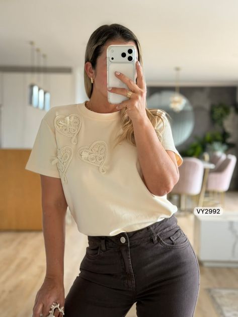 CAMISETA MANUALIDAD TRENZA ENREDADA VY2992 en Beige — foto 5