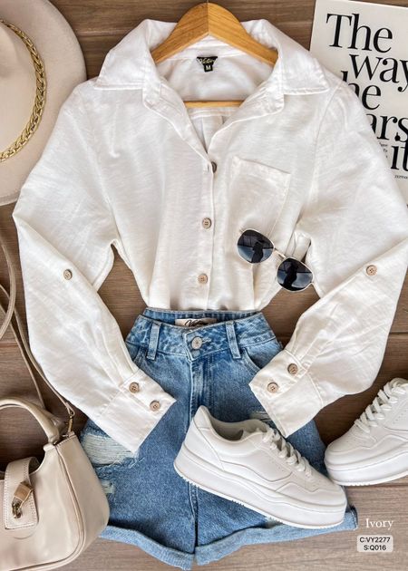 CAMISA EFECTO LINO BOTON COCO VY2277 en Beige — foto 3