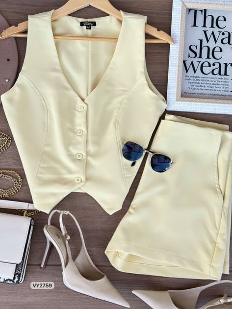 SET CHALECO BOTONES Y SHORT VY2759 en Azul claro — foto 5
