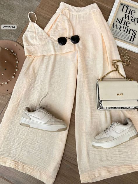 SET BLUSA CORTA Y PANTALON VY2914 en AMARILLO — foto 9