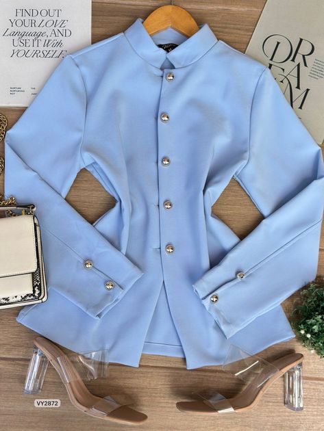CHAQUETA BOTONES DORADOS VY2872 en Azul claro — foto 6