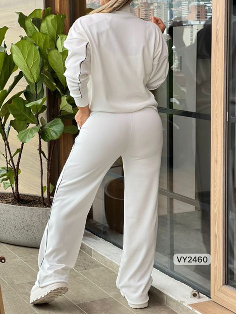 SET RIB CHAQUETA CIERRE Y PANTALON VY2460 en IVORY — foto 4