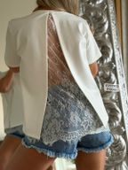 CAMISETA PUNTA ROMA ENCAJE ESPALDA VY2923 en IVORY — foto 2
