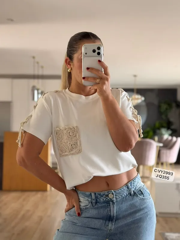 CAMISETA BOLSILLO TEJIDO MANUALIDAD VY2993 en COCOA — foto 1
